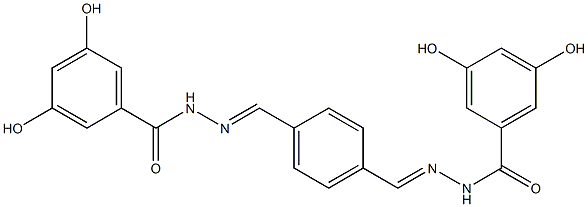 N'-[(E)-(4-{[(E)-2-(3,5-dihydroxybenzoyl)hydrazono]methyl}phenyl)methylidene]-3,5-dihydroxybenzohydrazide Structure