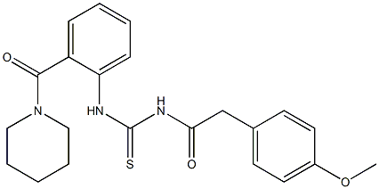 N-[2-(4-methoxyphenyl)acetyl]-N'-[2-(1-piperidinylcarbonyl)phenyl]thiourea 구조식 이미지