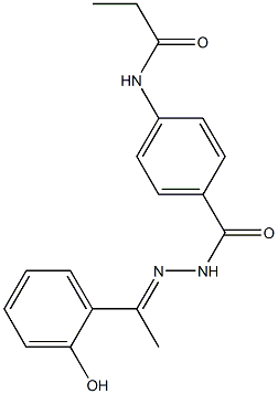 N-[4-({2-[(E)-1-(2-hydroxyphenyl)ethylidene]hydrazino}carbonyl)phenyl]propanamide 구조식 이미지