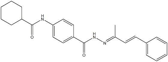 N-[4-({2-[(E,2E)-1-methyl-3-phenyl-2-propenylidene]hydrazino}carbonyl)phenyl]cyclohexanecarboxamide Structure