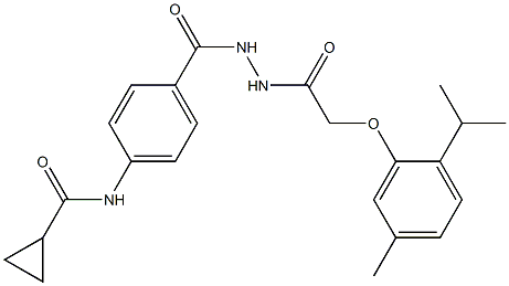 N-[4-({2-[2-(2-isopropyl-5-methylphenoxy)acetyl]hydrazino}carbonyl)phenyl]cyclopropanecarboxamide Structure