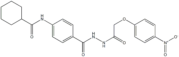 N-[4-({2-[2-(4-nitrophenoxy)acetyl]hydrazino}carbonyl)phenyl]cyclohexanecarboxamide Structure