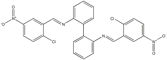 N-[(E)-(2-chloro-5-nitrophenyl)methylidene]-N-(2'-{[(E)-(2-chloro-5-nitrophenyl)methylidene]amino}[1,1'-biphenyl]-2-yl)amine 구조식 이미지