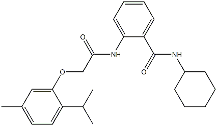 N-cyclohexyl-2-{[2-(2-isopropyl-5-methylphenoxy)acetyl]amino}benzamide 구조식 이미지