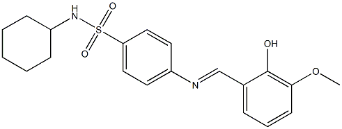 N-cyclohexyl-4-{[(E)-(2-hydroxy-3-methoxyphenyl)methylidene]amino}benzenesulfonamide Structure