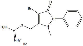 amino{[(4-bromo-2-methyl-5-oxo-1-phenyl-2,5-dihydro-1H-pyrazol-3-yl)methyl]sulfanyl}methaniminium bromide 구조식 이미지