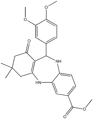 methyl 11-(3,4-dimethoxyphenyl)-3,3-dimethyl-1-oxo-2,3,4,5,10,11-hexahydro-1H-dibenzo[b,e][1,4]diazepine-7-carboxylate Structure