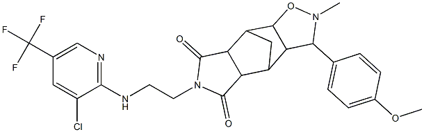 10-(2-{[3-chloro-5-(trifluoromethyl)-2-pyridinyl]amino}ethyl)-5-(4-methoxyphenyl)-4-methyl-3-oxa-4,10-diazatetracyclo[5.5.1.0~2,6~.0~8,12~]tridecane-9,11-dione Structure