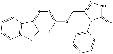 4-phenyl-5-[(5H-[1,2,4]triazino[5,6-b]indol-3-ylsulfanyl)methyl]-2,4-dihydro-3H-1,2,4-triazole-3-thione 구조식 이미지