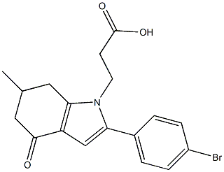 3-(2-(4-bromophenyl)-6-methyl-4-oxo-5,6,7-trihydroindolyl)propanoic acid 구조식 이미지