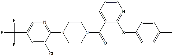 {4-[3-chloro-5-(trifluoromethyl)-2-pyridinyl]piperazino}{2-[(4-methylphenyl)sulfanyl]-3-pyridinyl}methanone 구조식 이미지