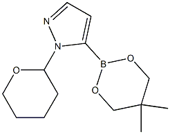 5-(5,5-Dimethyl-1,3,2-dioxaborinan-2-yl)-1-(tetrahydro-2H-pyran-2-yl)-1H-pyrazole 구조식 이미지