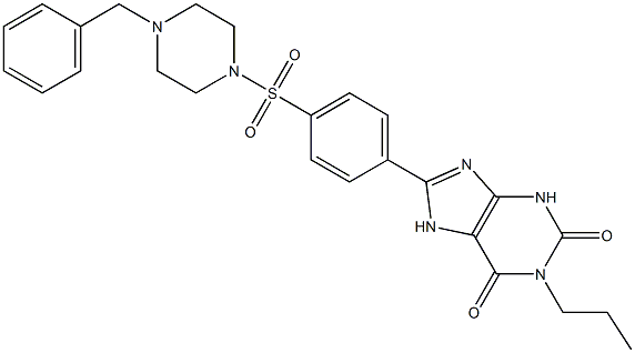 8-[4-(4-Benzyl-piperazine-1-sulfonyl)-phenyl]-1-propyl-3,7-dihydro-purin-2,6-dione Structure