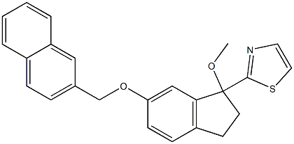 2-[1-Methoxy-6-(2-naphtylmethoxy)indan-1-yl]thiazole 구조식 이미지