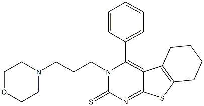 3-(3-Morpholinopropyl)-5,6,7,8-tetrahydro-4-phenyl[1]benzothieno[2,3-d]pyrimidine-2(3H)-thione 구조식 이미지