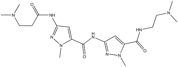 N-[2-(Dimethylamino)ethyl]-1-methyl-3-[[1-methyl-3-[(2-dimethylaminoethyl)carbonylamino]-1H-pyrazol-5-yl]carbonylamino]-1H-pyrazole-5-carboxamide 구조식 이미지