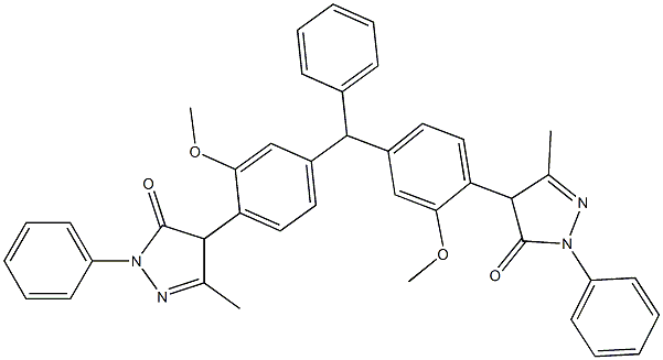 4,4'-[(Phenylmethylene)bis(2-methoxy-4,1-phenylene)]bis(2,4-dihydro-5-methyl-2-phenyl-3H-pyrazol-3-one) 구조식 이미지