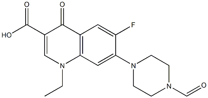 1-Ethyl-4-oxo-6-fluoro-7-(4-formyl-1-piperazinyl)-1,4-dihydroquinoline-3-carboxylic acid 구조식 이미지