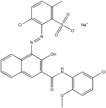 3-Chloro-6-methyl-2-[[3-[[(3-chloro-6-methoxyphenyl)amino]carbonyl]-2-hydroxy-1-naphtyl]azo]benzenesulfonic acid sodium salt Structure