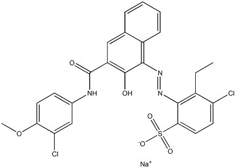 4-Chloro-3-ethyl-2-[[3-[[(3-chloro-4-methoxyphenyl)amino]carbonyl]-2-hydroxy-1-naphtyl]azo]benzenesulfonic acid sodium salt Structure