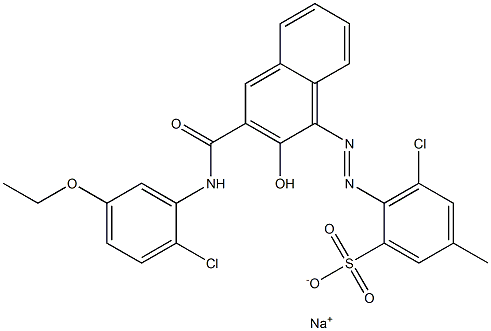 3-Chloro-5-methyl-2-[[3-[[(2-chloro-5-ethoxyphenyl)amino]carbonyl]-2-hydroxy-1-naphtyl]azo]benzenesulfonic acid sodium salt 구조식 이미지