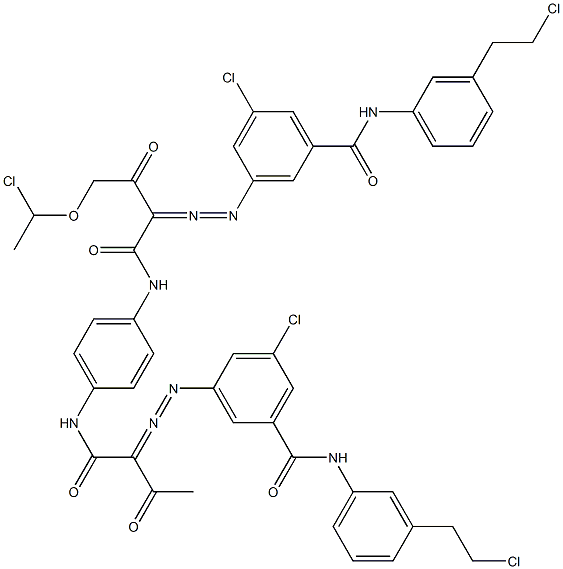 3,3'-[2-[(1-Chloroethyl)oxy]-1,4-phenylenebis[iminocarbonyl(acetylmethylene)azo]]bis[N-[3-(2-chloroethyl)phenyl]-5-chlorobenzamide] Structure