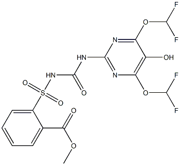 2-[[[[[4,6-Bis(difluoromethoxy)-5-hydroxy-2-pyrimidinyl]amino]carbonyl]amino]sulfonyl]benzoic acid methyl ester 구조식 이미지