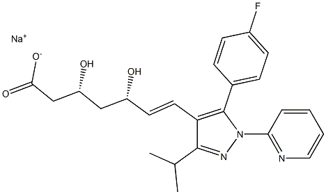 (3R,5S,6E)-3,5-Dihydroxy-7-[5-(4-fluorophenyl)-3-isopropyl-1-(2-pyridinyl)-1H-pyrazol-4-yl]-6-heptenoic acid sodium salt 구조식 이미지