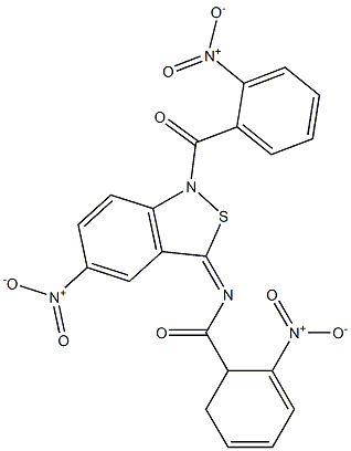 5-Nitro-1-(o-nitrobenzoyl)-3(1H)-(o-nitrobenzoyl)imino-2,1-benzisothiazole 구조식 이미지