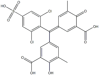 5-[(3-Carboxy-5-methyl-4-oxo-2,5-cyclohexadien-1-ylidene)(2,6-dichloro-4-sulfophenyl)methyl]-2-hydroxy-3-methylbenzoic acid 구조식 이미지