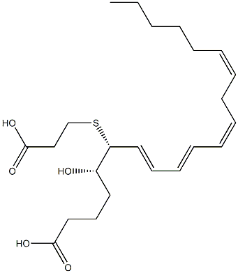 (5S,6R,7E,9E,11Z,14Z)-6-[[2-Carboxyethyl]thio]-5-hydroxy-7,9,11,14-icosatetraenoic acid 구조식 이미지