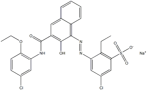 3-Chloro-6-ethyl-5-[[3-[[(3-chloro-6-ethoxyphenyl)amino]carbonyl]-2-hydroxy-1-naphtyl]azo]benzenesulfonic acid sodium salt Structure