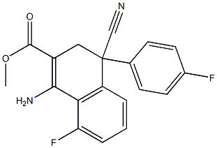 1-Amino-4-cyano-3,4-dihydro-8-fluoro-4-(4-fluorophenyl)naphthalene-2-carboxylic acid methyl ester Structure