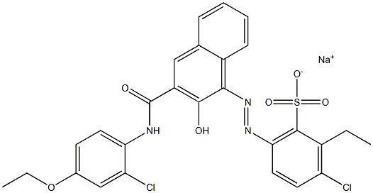 3-Chloro-2-ethyl-6-[[3-[[(2-chloro-4-ethoxyphenyl)amino]carbonyl]-2-hydroxy-1-naphtyl]azo]benzenesulfonic acid sodium salt 구조식 이미지