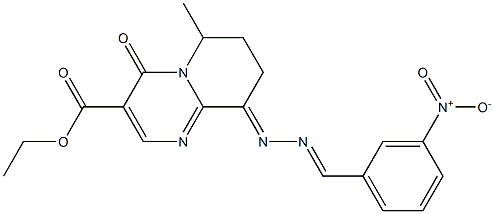 9-[2-(3-Nitrobenzylidene)hydrazono]-6-methyl-6,7,8,9-tetrahydro-4-oxo-4H-pyrido[1,2-a]pyrimidine-3-carboxylic acid ethyl ester 구조식 이미지