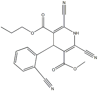 4-(2-Cyanophenyl)-2-cyano-6-cyano-1,4-dihydropyridine-3,5-dicarboxylic acid 3-methyl 5-propyl ester 구조식 이미지