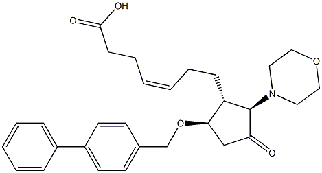 (Z)-7-[(1R,2R,5R)-5-[(1,1'-Biphenyl)-4-ylmethoxy]-2-morpholino-3-oxocyclopentyl]-4-heptenoic acid Structure