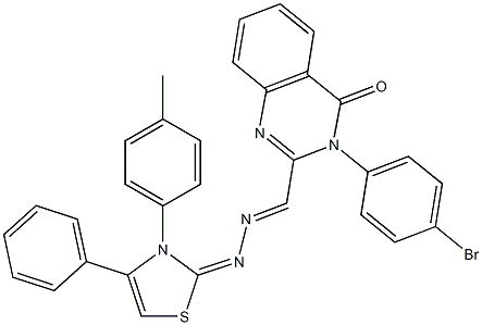 3-(4-Bromophenyl)-2-[2-[(2,3-dihydro-3-(p-methylphenyl)-4-phenylthiazole)-2-ylidene]hydrazonomethyl]quinazoline-4(3H)-one 구조식 이미지