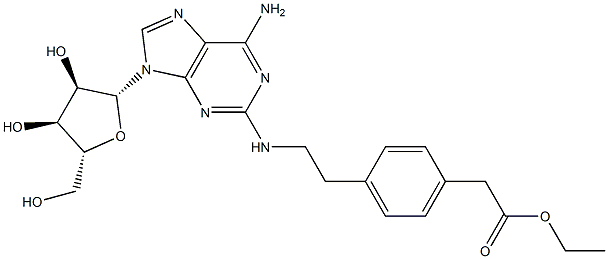 2-[2-[4-(Ethoxycarbonylmethyl)phenyl]ethylamino]adenosine Structure