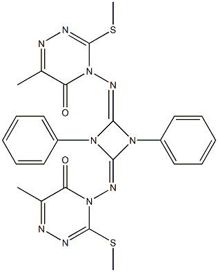 1,3-Diphenyl-2,4-bis[[(4,5-dihydro-6-methyl-3-methylthio-5-oxo-1,2,4-triazin)-4-yl]imino]-1,3-diazetidine Structure