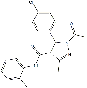 N-(2-Methylphenyl)-5-(4-chlorophenyl)-1-acetyl-4,5-dihydro-3-methyl-1H-pyrazole-4-carboxamide 구조식 이미지