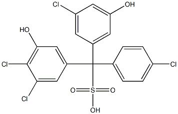 (4-Chlorophenyl)(3-chloro-5-hydroxyphenyl)(3,4-dichloro-5-hydroxyphenyl)methanesulfonic acid 구조식 이미지