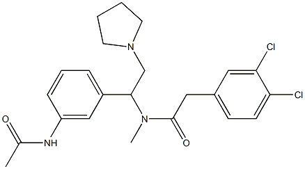 3,4-Dichloro-N-methyl-N-[1-(3-acetylaminophenyl)-2-(1-pyrrolidinyl)ethyl]benzeneacetamide 구조식 이미지