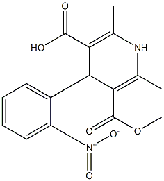1,4-Dihydro-2,6-dimethyl-4-(2-nitrophenyl)-3,5-pyridinedicarboxylic acid hydrogen 3-methyl ester Structure