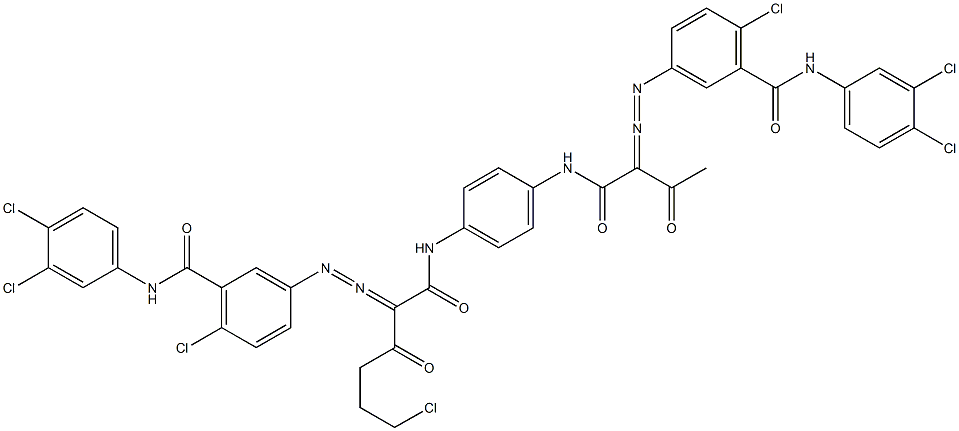 3,3'-[2-(2-Chloroethyl)-1,4-phenylenebis[iminocarbonyl(acetylmethylene)azo]]bis[N-(3,4-dichlorophenyl)-6-chlorobenzamide] 구조식 이미지