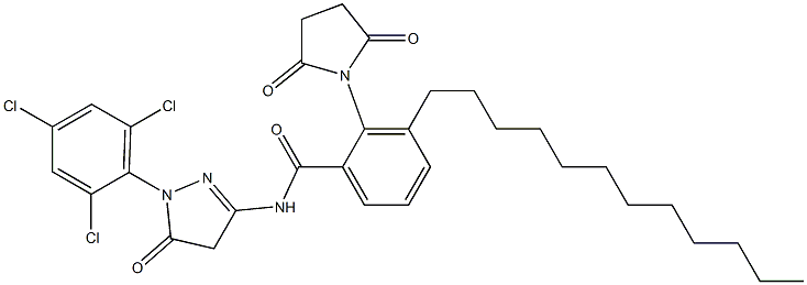 1-(2,4,6-Trichlorophenyl)-3-(3-dodecylsuccinimidobenzamido)-5-oxo-2-pyrazoline Structure