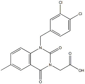 1-(3,4-Dichlorobenzyl)-1,2,3,4-tetrahydro-6-methyl-2,4-dioxoquinazoline-3-acetic acid 구조식 이미지