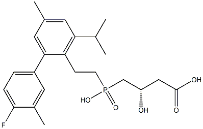 (3S)-3-Hydroxy-4-[hydroxy[2-[2-(4-fluoro-3-methylphenyl)-6-isopropyl-4-methylphenyl]ethyl]phosphinyl]butyric acid 구조식 이미지