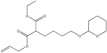 2-[4-[(Tetrahydro-2H-pyran)-2-yloxy]butyl]malonic acid 1-ethyl 3-(2-propenyl) ester 구조식 이미지