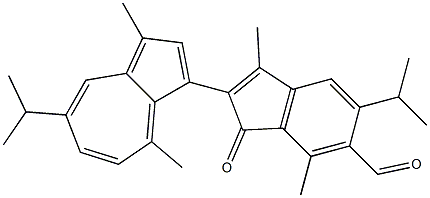 2-(1,4-Dimethyl-7-isopropylazulen-3-yl)-3,7-dimethyl-5-isopropyl-1-oxo-1H-indene-6-carbaldehyde 구조식 이미지